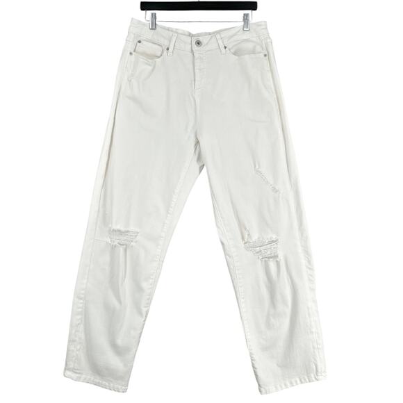 INC International Concepts White Distressed 5 Pocket Design Jeans Pants Size 14 - Picture 1 of 8